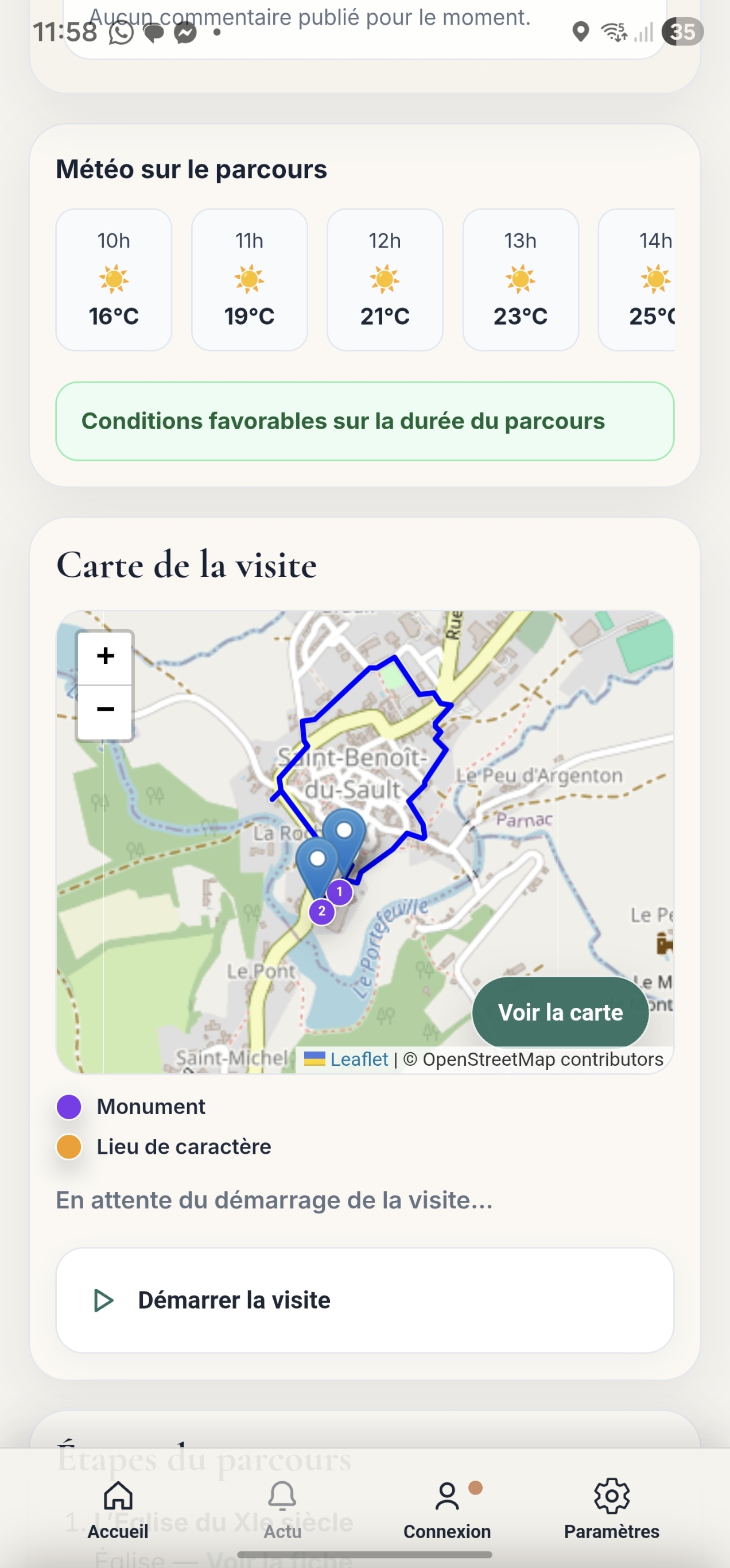Écran parcours